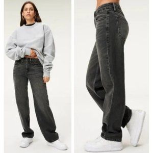 NWT GOOD AMERICAN~GOOD '90S LOOSE FIT JEANS~Baggy~Black Denim~Grunge~Retro~0/25